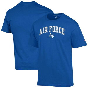 yz `sI Y TVc gbvX Men'sChampion Royal Air Force Falcons Arch Over Logo T-Shirt Afa Blue
