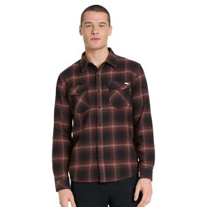 �n�[���[ �����Y �g�b�v�X T�V���c �_�E�� Men's Hurley Long Sleeve Button-Down Flannel Shirt Black Brown �u���b�N