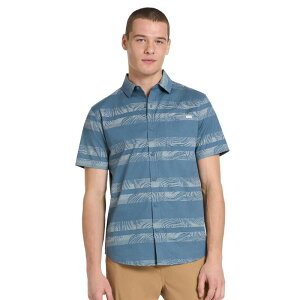 �n�[���[ �����Y �g�b�v�X T�V���c �_�E�� Men's Hurley Stripe Woven Short Sleeve Button-Down Shirt Grey Teal �O���[