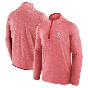 �y���������z �t�@�i�e�B�N�X �����Y T�V���c �g�b�v�X Men's Fanatics Red Wisconsin Badgers Mock Neck Half-Zip Pullover Jacket Wis Red