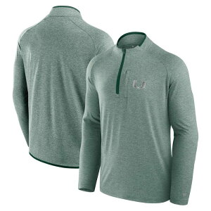 �y���������z �t�@�i�e�B�N�X �����Y T�V���c �g�b�v�X Men's Fanatics Green Miami Hurricanes Mock Neck Half-Zip Pullover Jacket Mia Green