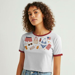 �A���u�����f�b�h ���f�B�[�X �g�b�v�X T�V���c �O���t�B�b�N Unbranded Juniors' Grayson Threads The Label American Summer Patriotic Graphic Tee White Pink �z���C�g