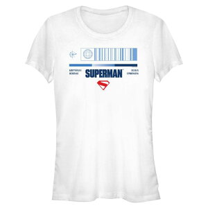 �A�j���L�����N�^�[ ���f�B�[�X �g�b�v�X T�V���c �O���t�B�b�N Licensed Character Juniors' DComicsuperman Barcode Kryptonian Heritage Human Upbringing Fitted Graphic Tee White �z���C�g