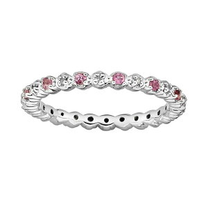 yz Aufbh fB[X O ANZT[ Stacks & Stones Sterling Silver Pink Tourmaline & Diamond Accent Stack Ring Silver