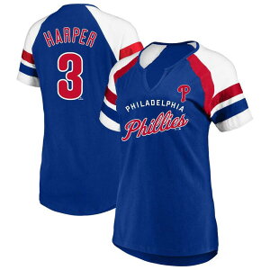 �v���t�@�C�� ���f�B�[�X �g�b�v�X T�V���c �v���X�T�C�Y Women'sProfile Bryce Harperoyal Philadelphia Phillies Plusize Name & Numberaglan T-Shirt Phl Blue �u���[