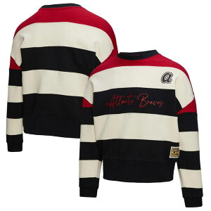 �~�b�`�F��&�l�X ���f�B�[�X �g�b�v�X T�V���c �X�E�F�b�g �t���[�X Women's Mitchell & Ness Red/Black Atlanta Braves Cooperstown Collection Blocked Fleece Pullover Sweatshirt Brv Red ���b�h