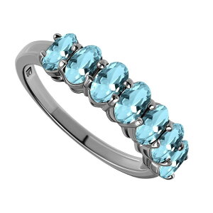 yz Aleure Precioso fB[X O ANZT[ Aleure Precioso Sterling Silver Gemstone 7-Stone Faceted Oval Ring Blue Topaz