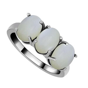 yz Aleure Precioso fB[X O ANZT[ Aleure Precioso Sterling Silver Gemstone 3-Stone Cabachon Oval Ring Mother Of Pearl