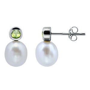 yz Aleure Precioso fB[X sAXECO ANZT[ Aleure Precioso Sterling Silver Teardrop Freshwater Cultured Pearl & Gemstone Drop Posted Earrings Peridot