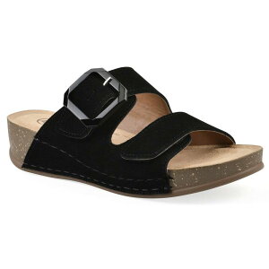 �N���t�o�C�z���C�g�}�E���e�� ���f�B�[�X �V���[�Y �T���_�� Cliffs by White Mountain Fearful Women'slip-On Wedge Sandals Black Suede �u���b�N