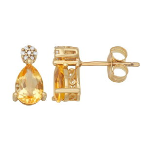 yz Aufbh fB[X sAXECO ANZT[ 10k Gold Diamond Accent & Gemstone Earrings Citrine
