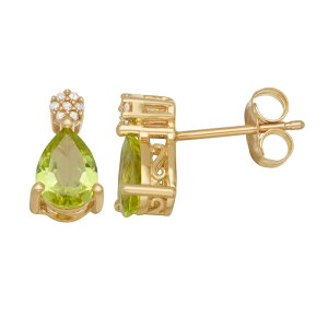 yz Aufbh fB[X sAXECO ANZT[ 10k Gold Diamond Accent & Gemstone Earrings Peridot
