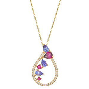 yz Aufbh fB[X lbNXE`[J[Ey_ggbv ANZT[ 10k Gold 3/8 Carat T.W. Diamond Rhodolite & Tanzanite Teardrop Pendant Necklace 10k Gold