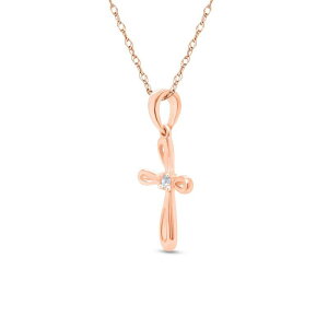 yz Aufbh fB[X lbNXE`[J[Ey_ggbv ANZT[ 10k Rose Gold Diamond Accent Cross Pendant Necklace 10k Rose Gold