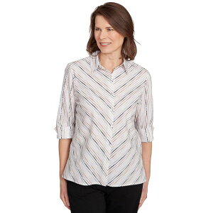 �A���t���b�h �_�i�[ ���f�B�[�X �g�b�v�X �V���c Women's Alfredunner Mitered Textured Stripe Button-Frontop Taneutral �^��