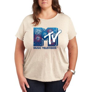 �A�j���L�����N�^�[ ���f�B�[�X �g�b�v�X T�V���c �v���X�T�C�Y �O���t�B�b�N Licensed Character Plusize MTV Fireworks Graphic Tee Beige �x�[�W��