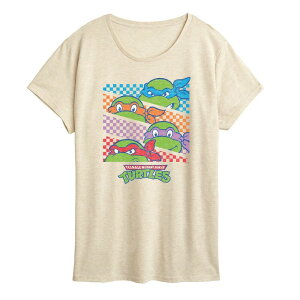 �A�j���L�����N�^�[ ���f�B�[�X �g�b�v�X T�V���c �O���t�B�b�N Licensed Character Women's Teenage Mutant Ninja Turtles Checkered Graphic Tee Beige �x�[�W��