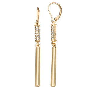 yz iCEFXg fB[X sAXECO ANZT[ Nine West Gold Tone Simulated Crystal Pave Linear Leverback Earrings Gold Tone