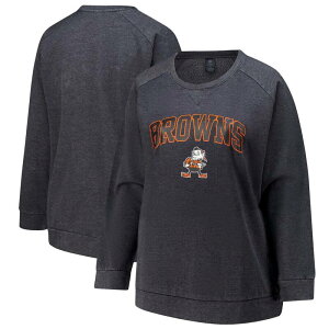 �y���������z �t�@�i�e�B�N�X ���f�B�[�X T�V���c �g�b�v�X Women's Fanatics Charcoal Cleveland Browns Acid Wash Raglan Pullover Sweatshirt Brn Charco