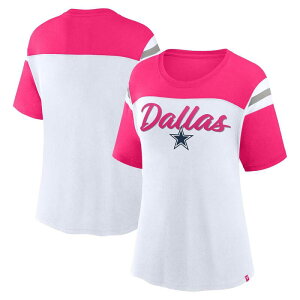 【送料無料】 ファナティクス レディース Tシャツ トップス Women's Fanatics White/Pink Dallas Cowboys Cheer Chant Fashion Crop Top Cow White