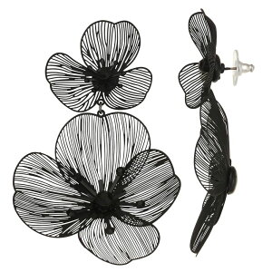 FEH fB[X ANZT[ sAXECO Simply Vera Wang Red Flower Double Drop Earrings Black ubN