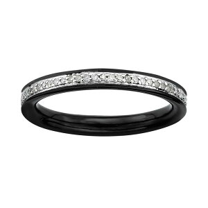 yz Aufbh fB[X O ANZT[ Stacks & Stones Ruthenium-Plated Sterling Silver 1/5-ct. T.W. Diamond Stack Ring Silver