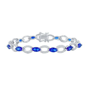Aufbh fB[X ANZT[ uXbgEoOEANbg Unbranded Sterling Silver Gemstone Tennis Bracelet Simulated Sapphire Tt@CA