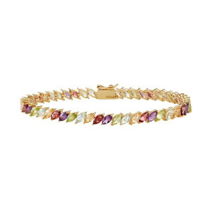 yz Aufbh fB[X uXbgEoOEANbg ANZT[ 18k Gold Over Bronze Multi Gemstone Marquis Bracelet Gold Tone