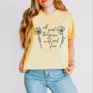 Simply Sage Market ���f�B�[�X �g�b�v�X T�V���c Simply Sage Market Wild and Free Flowers Boxy Crop Top Butter �Z�[�W