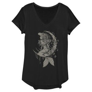 �f�B�Y�j�[ ���f�B�[�X �g�b�v�X T�V���c ���B���e�[�W �O���t�B�b�N Disney's The Little Mermaid Ariel Vintage Portrait Women's Graphic Tee Black �u���b�N