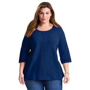 �A�x�j���[ ���f�B�[�X �g�b�v�X T�V���c �v���X�T�C�Y Avenue Women's Plusize Crochetrim Tunic Evening Blue �u���[