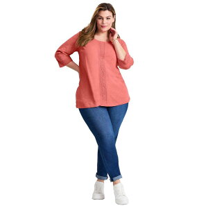 �A�x�j���[ ���f�B�[�X �g�b�v�X T�V���c �v���X�T�C�Y Avenue Women's Plusize Crochetrim Tunic Sweet Coral �R�[����