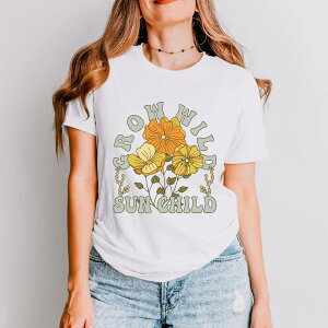 Simply Sage Market ���f�B�[�X �g�b�v�X T�V���c Simply Sage Market Growild Sun Child Colorful Short Sleeve Tee White �z���C�g