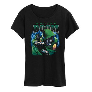 �}�[�x�� ���f�B�[�X �g�b�v�X T�V���c �O���t�B�b�N Women's Marvel The Fantastic Four Doctor Doom Graphic Tee Black �u���b�N