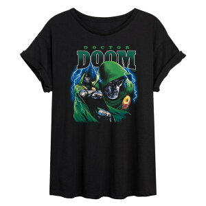 �}�[�x�� ���f�B�[�X �g�b�v�X T�V���c Juniors' Marvel The Fantastic Four Doctor Doom Oversized Tee Black �u���b�N
