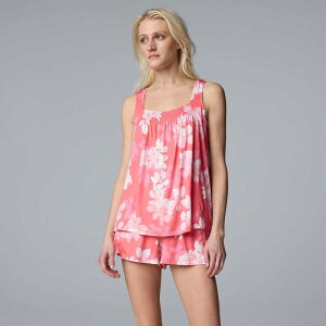 ���F���E�H�� ���f�B�[�X �A���_�[�E�F�A �i�C�g�E�F�A �V���[�g�p���c Women'simply Vera Wang 2-Piece Tank & Shortsleep Set Coral Floral �R�[����