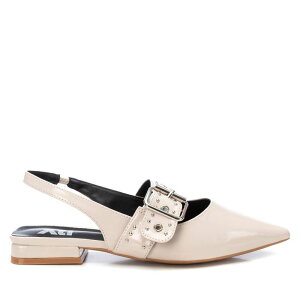 yz LV^C fB[X T_ V[Y Xti Women's Wide Bucke Flats 144023 Beige