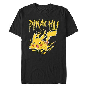 �A�j���L�����N�^�[ �����Y �g�b�v�X T�V���c �g�[�� �O���t�B�b�N Licensed Character Big & Tall Pokemon Pikachu Electric Lightingraphic Tee Black �u���b�N