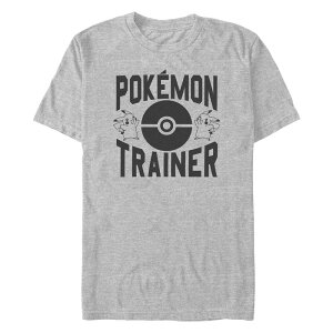 �A�j���L�����N�^�[ �����Y �g�b�v�X T�V���c �g�[�� �O���t�B�b�N Licensed Character Big & Tall Pokemon Pikachu Trainer Graphic Tee Athletic Heather �w�U�[