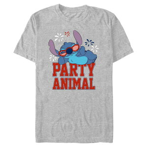 fBYj[ Y gbvX TVc OtBbN Disney's Lilo & Stitch Party Animal Americana Men's Graphic Tee Athletic Heather wU[