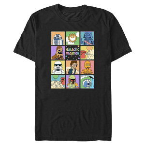 �X�^�[ �E�H�[�Y �����Y �g�b�v�X T�V���c �O���t�B�b�N Men'star Wars Galactic Vacation Character Squares Graphic Tee Black �u���b�N