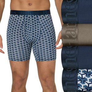 �w�C���Y �����Y �A���_�[�E�F�A �{�N�T�[�p���c Men's Hanes 3+1 Bonus Pack SuperSoft Boxer Briefset Blue Print �u���[