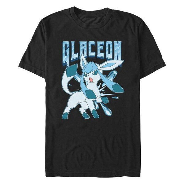 アニメキャラクター メンズ トップス Tシャツ レース グラフィック Licensed Character Men's Pokemon Glaceon Poster Graphic Tee Black ブラック