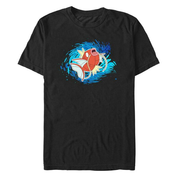 アニメキャラクター メンズ トップス Tシャツ グラフィック Licensed Character Men's Pokemon Magikarp In Action Graphic Tee Black ブラック