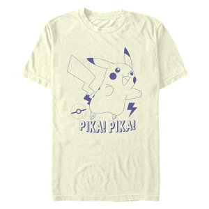 �A�j���L�����N�^�[ �����Y �g�b�v�X T�V���c �O���t�B�b�N Licensed Character Men's Pokemon Pikachu Pika In Action Graphic Tee Natural