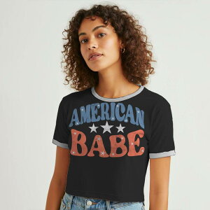 �A���u�����f�b�h ���f�B�[�X �g�b�v�X T�V���c �O���t�B�b�N Unbranded Juniors' Grayson Threads The Label American Babe Baby Ringer Patriotic Graphic Tee Caviar White �z���C�g