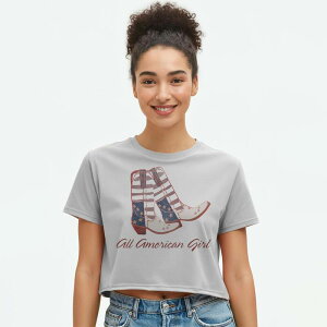 �A���u�����f�b�h ���f�B�[�X �g�b�v�X T�V���c �O���t�B�b�N Unbranded Juniors' Grayson Threads The Label All American Girl Boxy Cropatriotic Graphic Tee Bright White �z���C�g