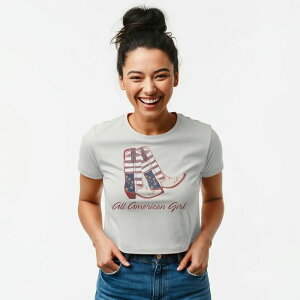 �A���u�����f�b�h ���f�B�[�X �g�b�v�X T�V���c �O���t�B�b�N Unbranded Juniors' Grayson Threads The Label All American Girl Patriotic Graphic Tee Cloudancer
