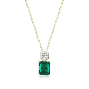 yz Aufbh fB[X lbNXE`[J[Ey_ggbv ANZT[ 18k Gold Over Sterling Silver Birthstone & 1/10 Carat T.W. Lab-Created Diamond Emerald Cut Pendant Necklace Synth Gr