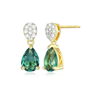 yz Aufbh fB[X sAXECO ANZT[ 18k Gold Over Sterling Silver Birthstone & 1/10 Carat T.W. Lab-Created Diamond Teardrop Earrings Synth Green Quartz May